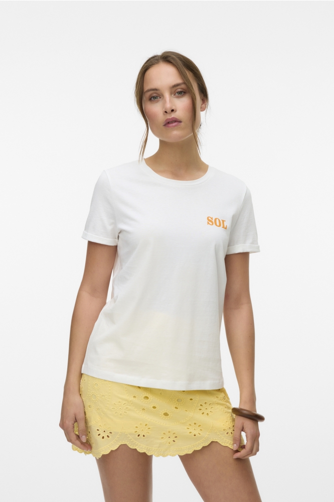 VMELLA S/S O-NECK T-SHIRT JRS BTQ G 10333613 SNOW WHITE/SUNROOM